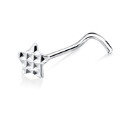 Checked Star Silver Curved Nose Stud NSKB-03b